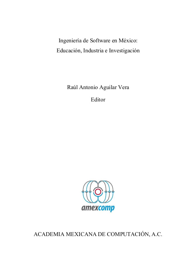 Libro: Ingeniería de Software en México: Educación, Industria e Investigación
